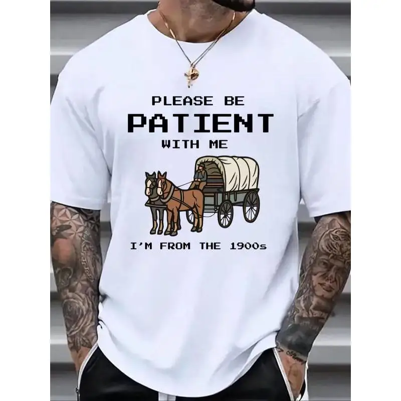 

Funny "I'm From the 1900s" T-Shirt, Sarcastic Quote Graphic Tee, Men's Humorous Saying Top, Vintage Wagon Print, Novelty Gift