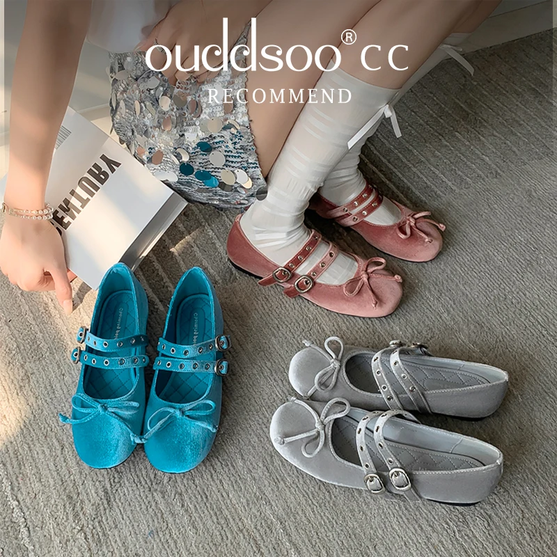 

Ods Ballet Style Women Mary Jane Shoes Fashion Shallow Butterfly-knot Shoes Ladies Party Dress Thick Heel Casual Low Heel Dress