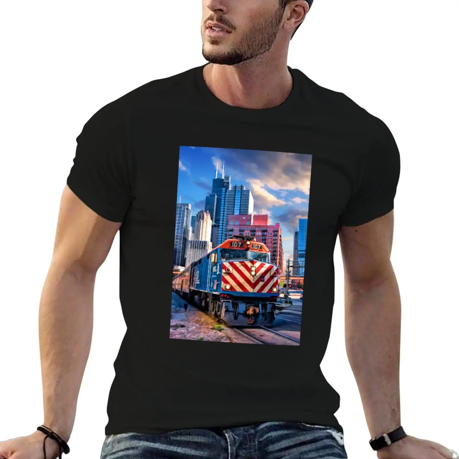 

Chicago Metra Train Downtown T-Shirt t shirt man plain t shirt man luxury essential t shirt T-Shirt