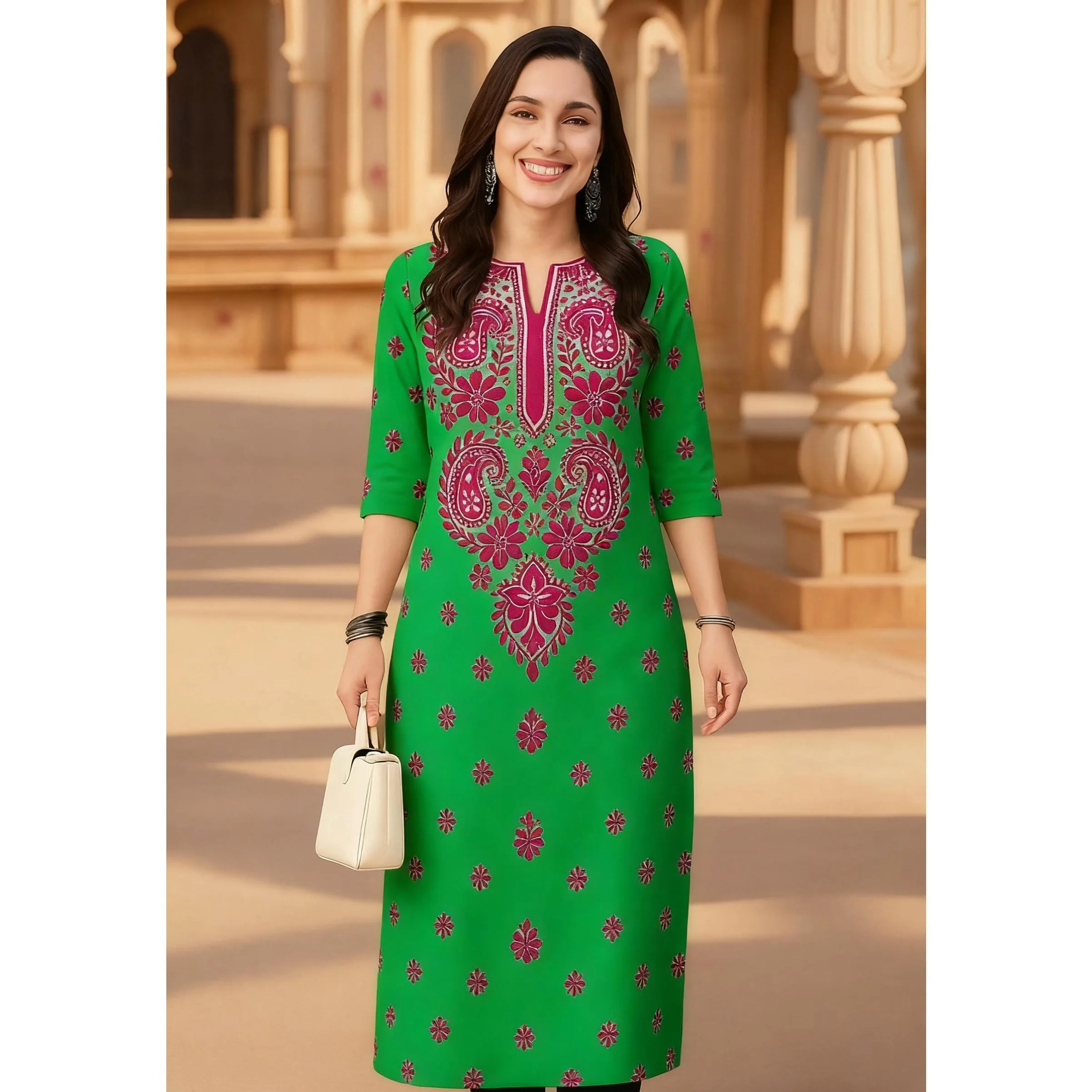 فستان نسائي مسلم كورت مريح بأكمام طويلة مستقيم كاجوال بنمط طاووس عرقي جديد للسيدات عباية إسلامية #3