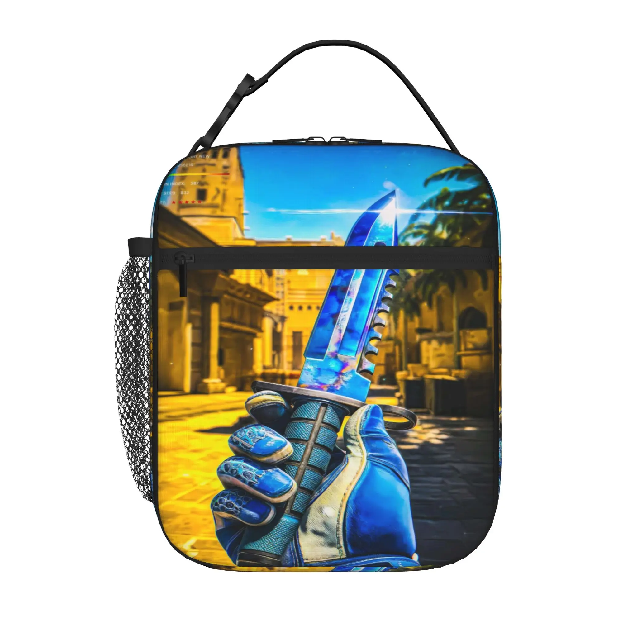 Back to school season  Meal Bag Blue Karambit Knife Desert Scene Print Washable Casual Daily Lightweight Lunch Bag