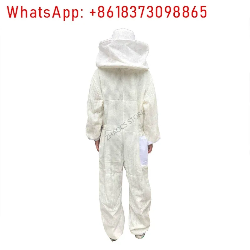 Beekeeping equipment, white mesh beekeeping suit, round hat, pure cotton protective beesuit, one-piece space suit.