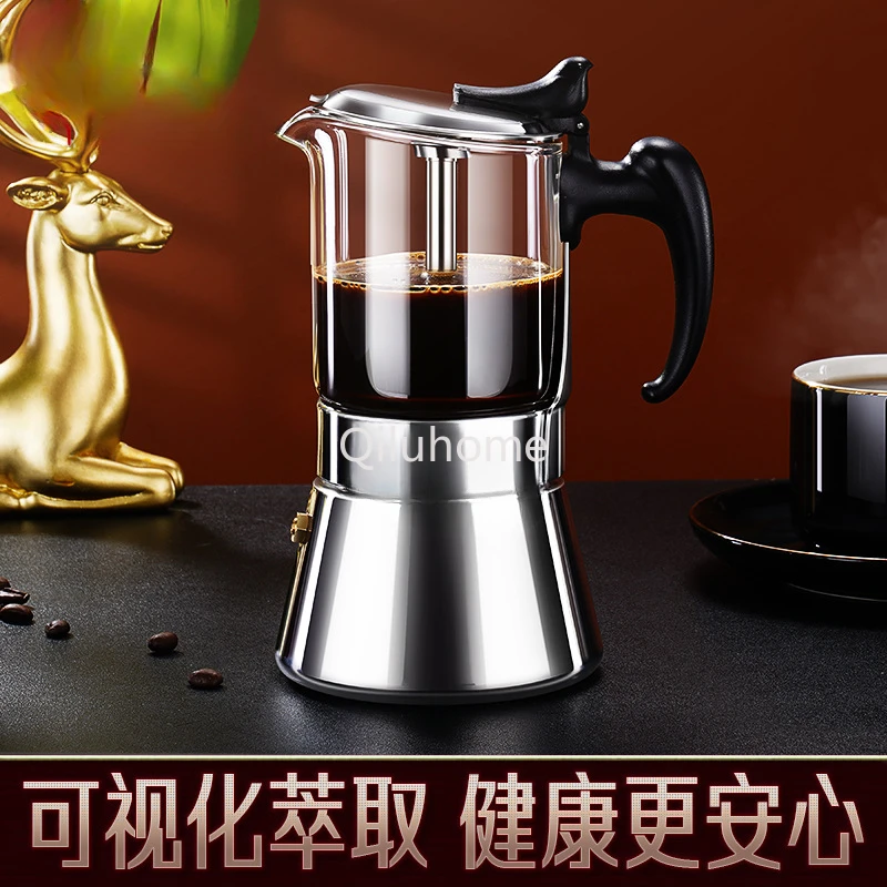 Coffee Pot Double Valve Stainless Steel Hand Pouring Coffee Pot Italian Coffee Percolator Outdoor Portable Moka Pot