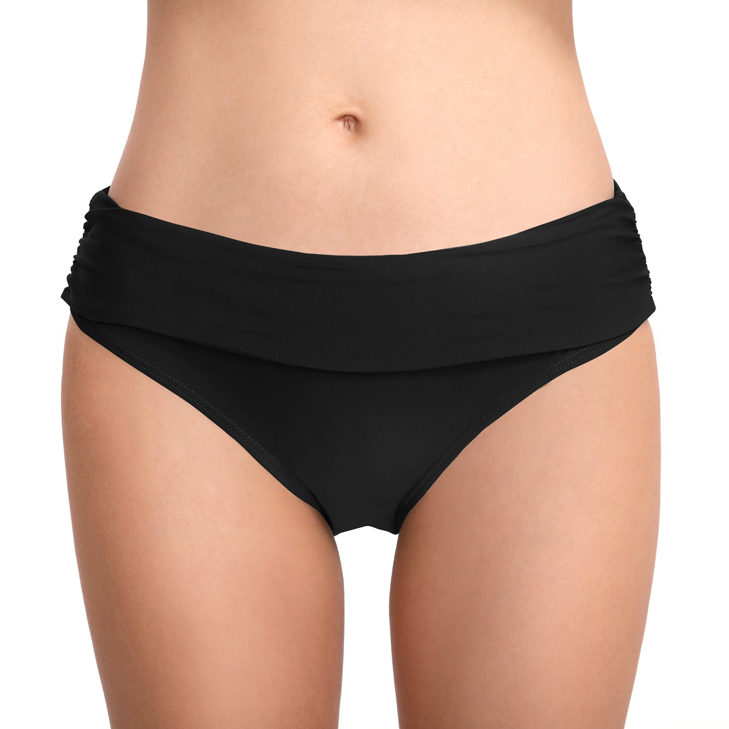 

AOYLISEY Women 2-in-1 Convertible High Waisted Low Rise Swimsuit Bottom Tummy Control Solid Bikini Cheeky Beachwear Bathing Suit