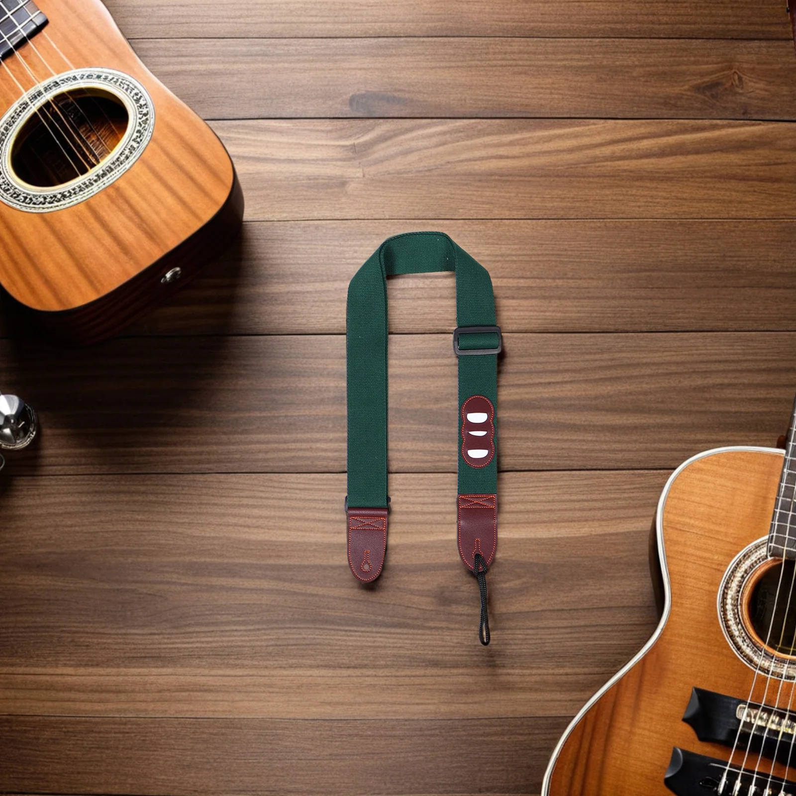 

2Pcs Acoustic Guitar Strap Polyester Adjustable Red Green Shoulder Neck Strap Pick Holder Universal Replacement Belt Electric