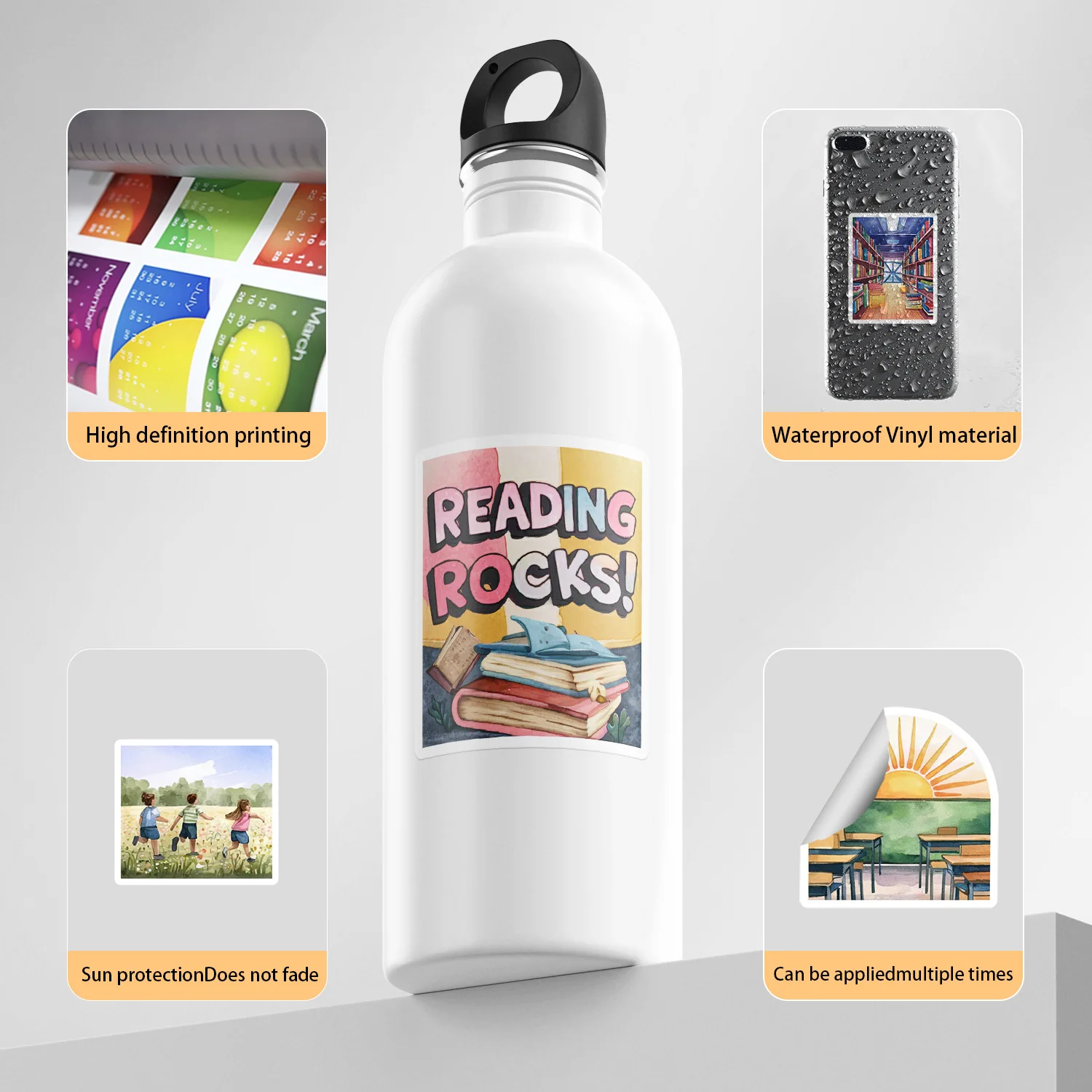 50PCS Neue Nette Stil Zurück zu Schule Saison Doodle Aufkleber Wasser Tasse Handy Wasserdichte Dekoration Graffiti Aufkleber Kinder Spielzeug