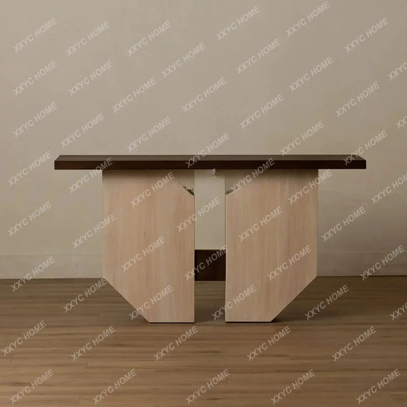 Retro Solid Wood Entryway Table Mid Century Modern Console Table for Hallway Corridor Decor