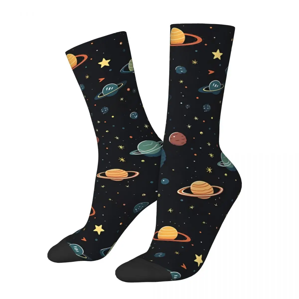 Space The Final Pattern Planets Happy Men\'s Socks Vintage The Stars Hip Hop Crazy Crew Sock Gift Pattern Printed