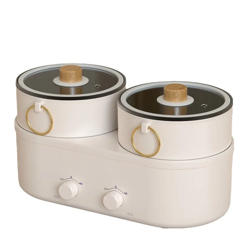 Split Dual Pot Hot Pot 2x1.8L Non-Stick Separate Switch 304SUS Steamer Anti-Dry Burn Multi-Function Home Cooker