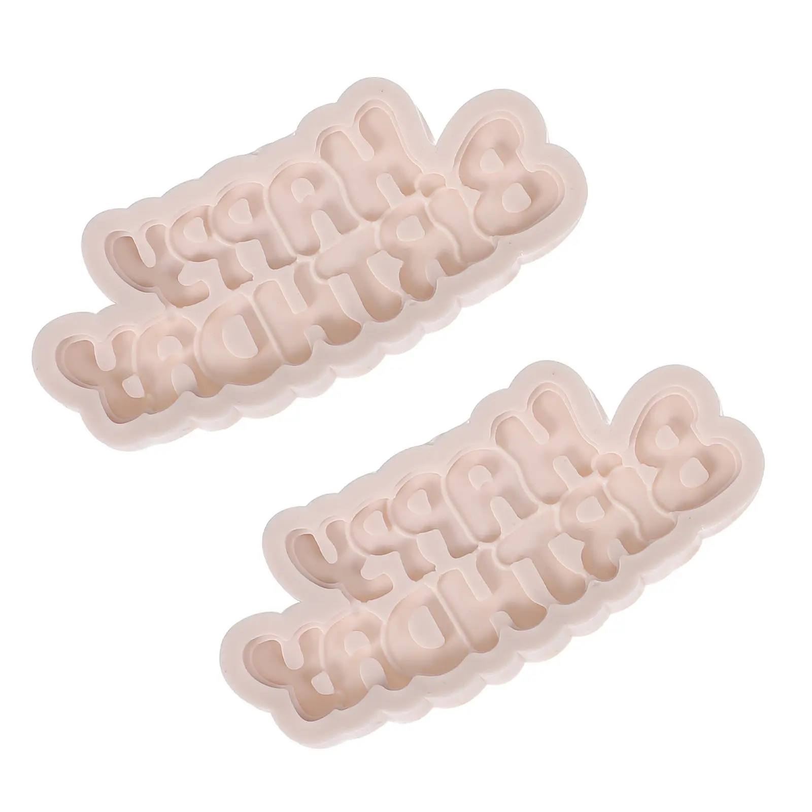 2Pcs Silicone Fondant Mold Happy Birthday Design Chocolate Mold Candy Mould for Professional Cake Baking