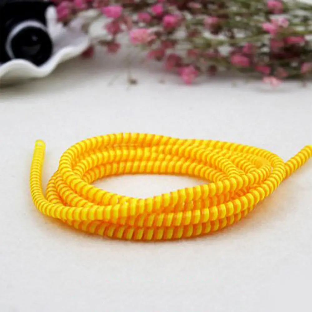 1 4m Spiral USB Charge Cable Cord Earphone Cable Protector Saver Cover Wire Winder Cable For Android