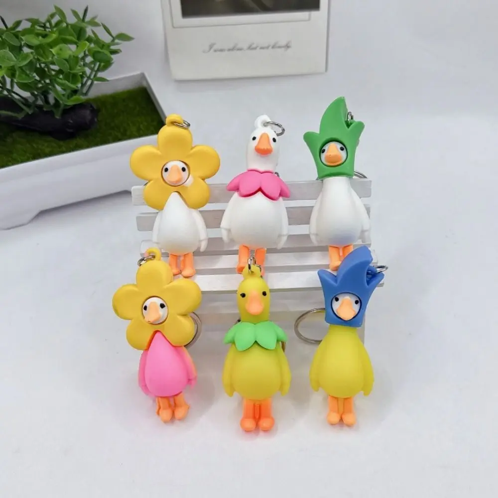 Funny PVC Alloy Animal Keychain Cartoon Personalised Duck Keychain Goose Car Key Decoration
