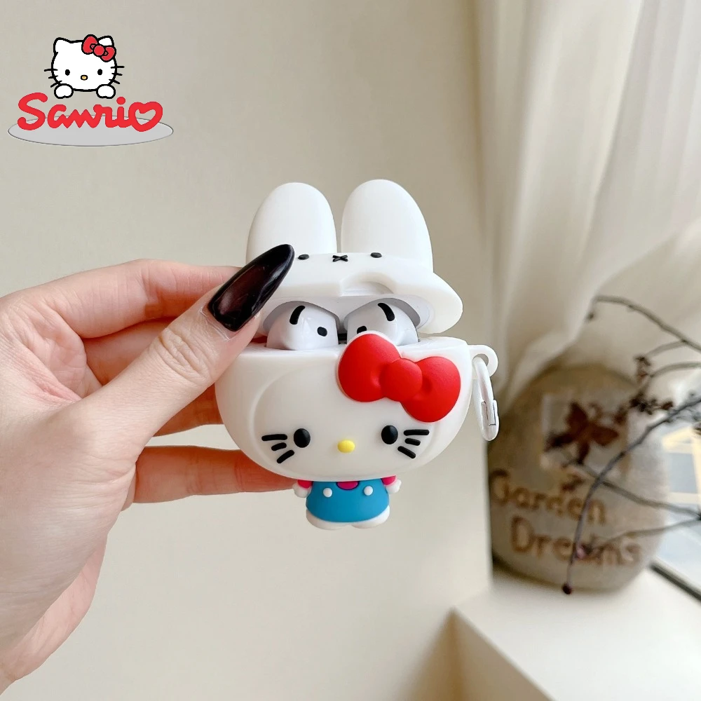 Sanrio Earphone Case For AirPods Pro Pro2 Airpods 3rd 4 2 1 Cute 3D Hello Kitty Headset Protection Soft Silicone Headphone Cover view 2