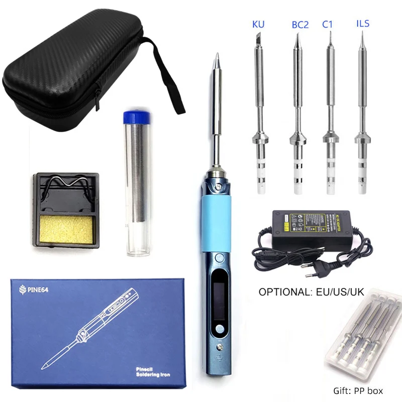 Pine64 Smart Mini Pinecil Soldeerbout Met B2 BC2 KU C1 ILS I C4 D24 K Tips Met DC voeding Opbergtas