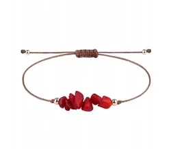 Amulet Of Love Bracelet Red Coral Stone Beaded Charm Bracelet Handmade
