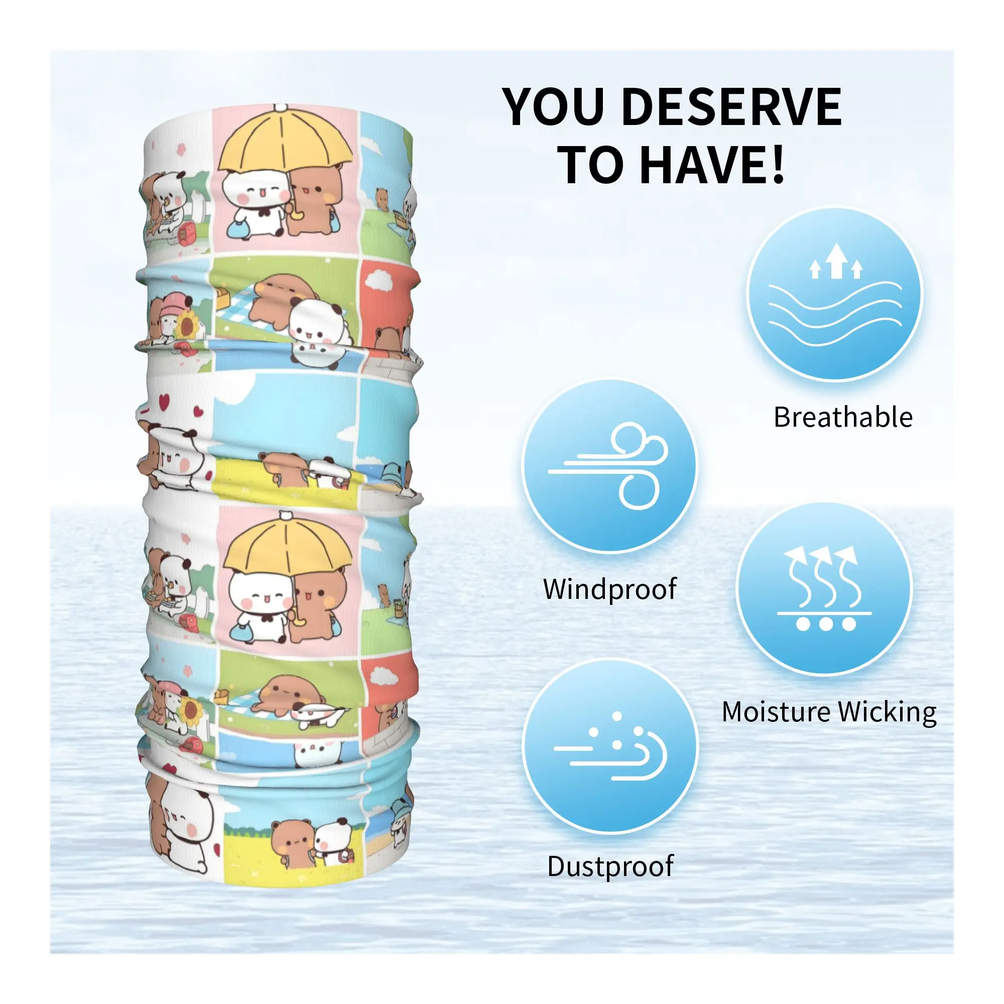 الدب الباندا قصة حب الخوخ وغوما باندانا الشتاء الرقبة أدفأ التفاف الوجه وشاح للتزلج الدب أنيمي الباندا الجراب عقال #3