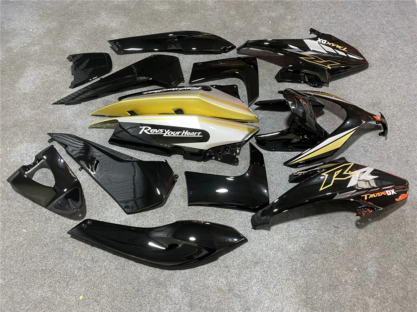 دراجة نارية هدية تناسب TMAX500 2008 2009 2010 2011 TMAX-500 08 09 10 11 هدية الجسم الأصفر والأسود #4