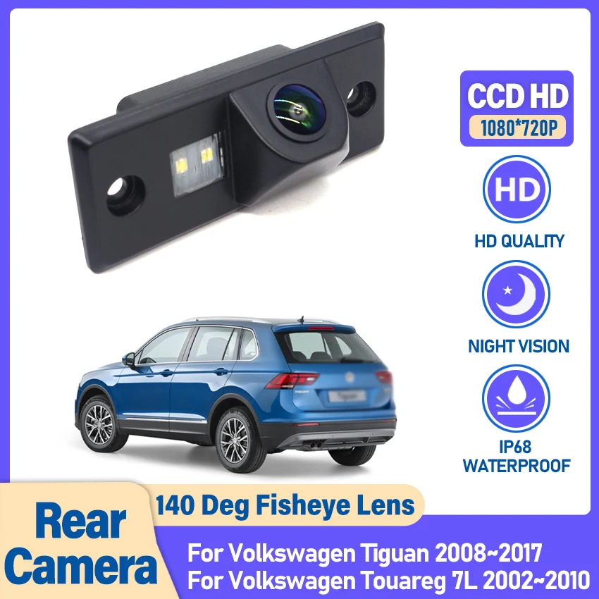 HD 1080x720P Car Rear View Camera For Volkswagen Tiguan 2008~2017 Touareg 7L 2002~2010 Car Rear Camera License Plate Light