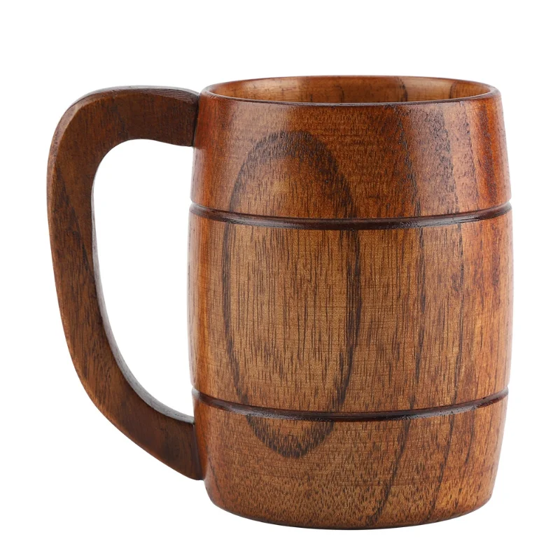 

Classic Style Natural Wood Cup Wooden Beer Mugs Drinking For Party Novelty Gifts Eco-friendly Viking hardwood Tankard