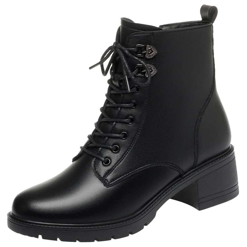 Bottes britanniques courtes en coton pour femmes, bottes en cuir Smile, talon optique plat et chaud, marée, automne et hiver, nouveau