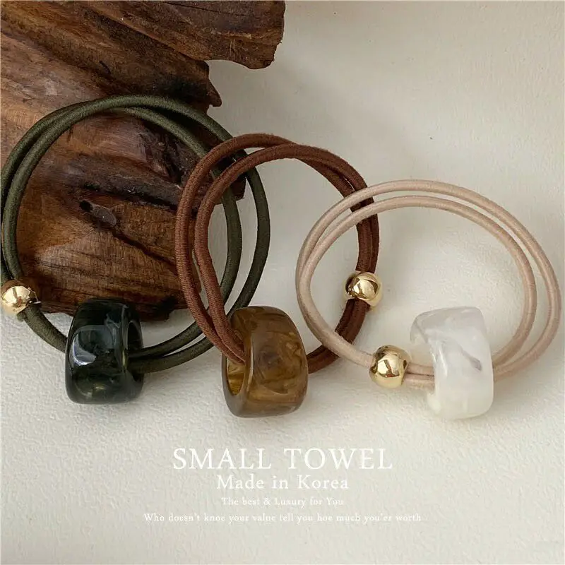 Hair Scrunchy High Elasticity Round Fortune Bead Cool Tone Women Hair Tie Premium Durable for Daily Home Office Travel