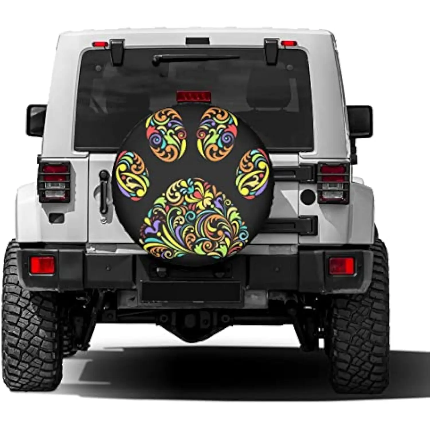 Floral Paw Print Tire Cover Waterproof Sun Protector for SUV Truck RV Spare Wheel