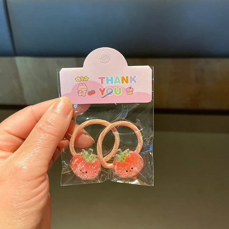 New Glow in The Dark Kids Shiny Hair Ties Fruit Animal Cartoon Elastic Bands Cute Children Mini Hair Elastics