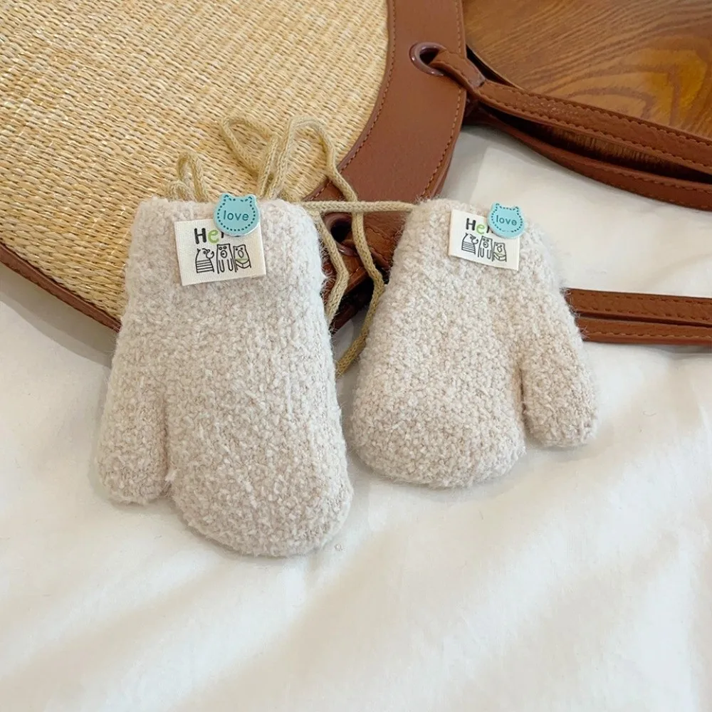 

New 0-3Y Gloves Candy Color with Rope Cold Resistant Gloves Cold-Proof Thick Warm Snow Gloves Autumn Winter