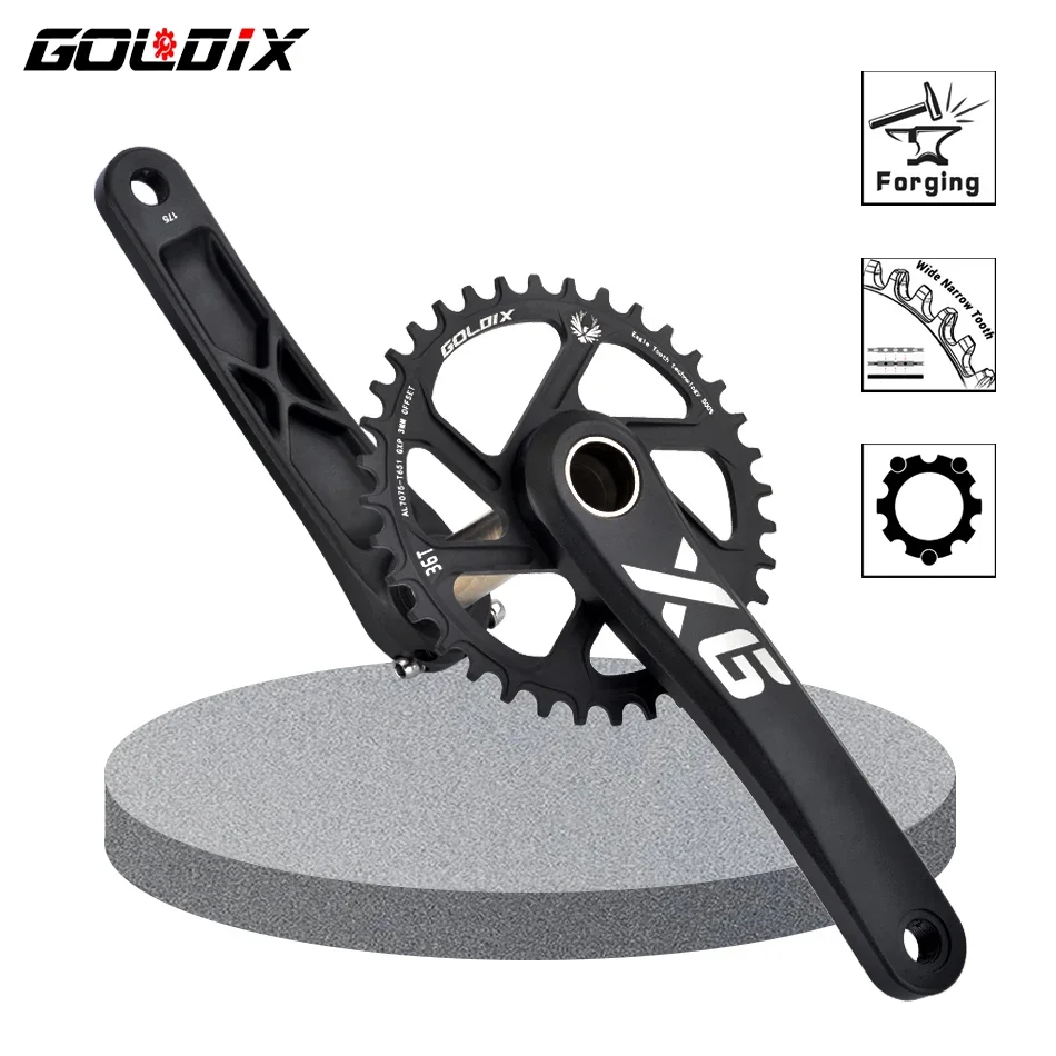 

GOLDIX BIcycle Crankset 170/175mm Length Forging Crank Wide and Narrow Teeth Chainring for GXP Install Directly 30/32/34/36/38T