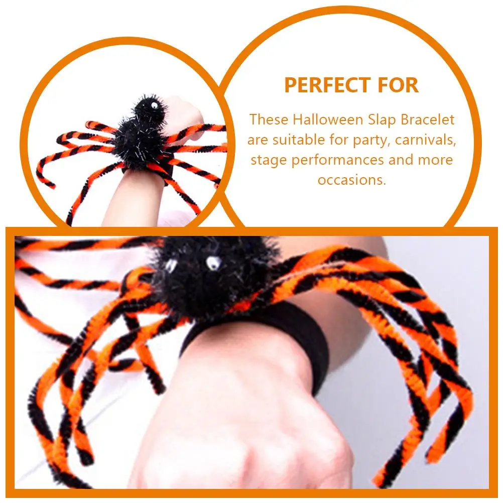 3 Pcs Spider Slap Bracelets Halloween Party Favors Fun Toys Lightweight Safe Material Wrist Decoration