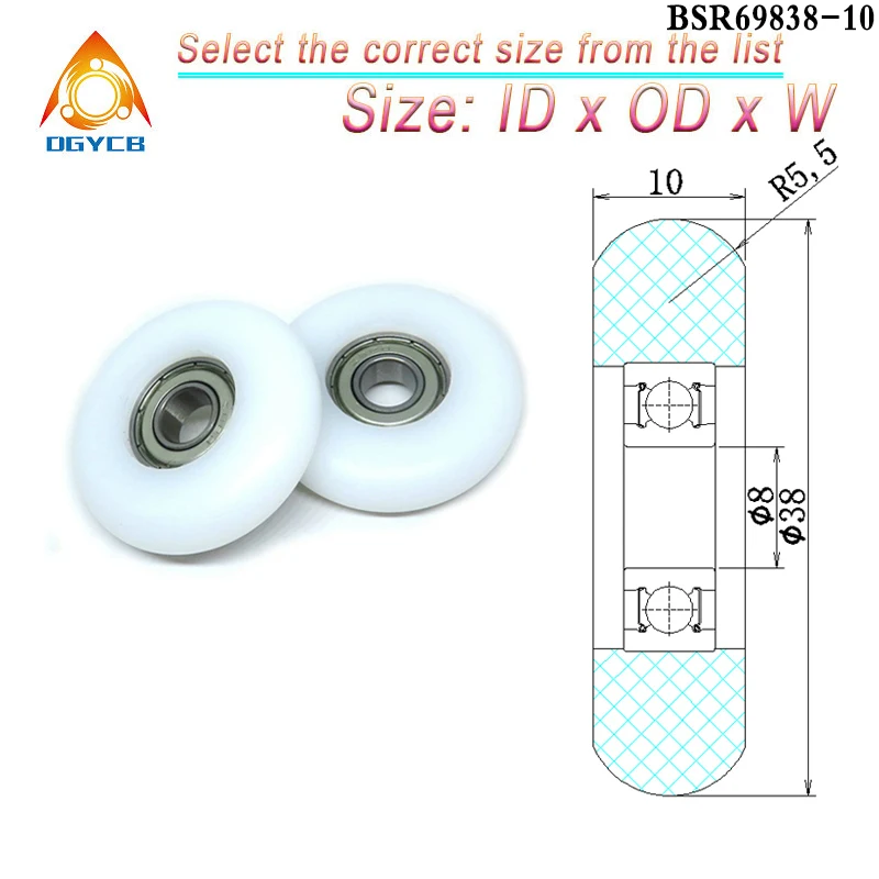 1pcs 38mm Rower Rollers BSR69838-10 8x38x10 POM Coated Rowing Machine Seat Wheel 8*38*10 Plastic Bearing Pulleys