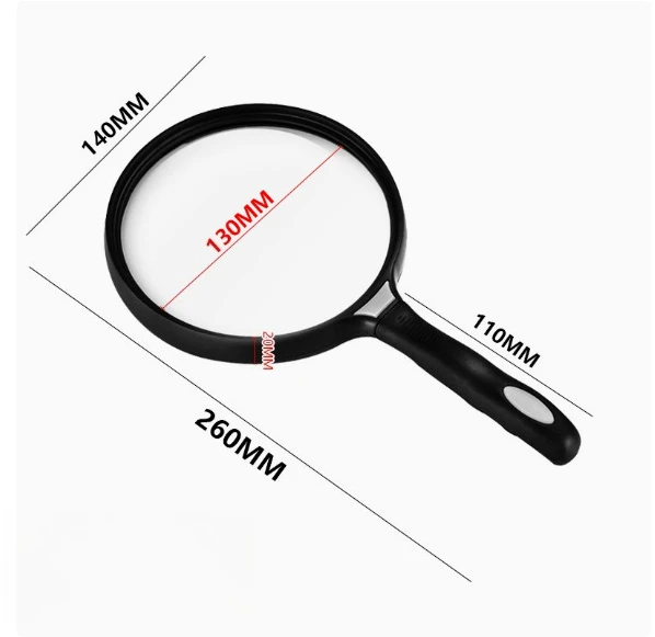 2.5X Magnifying Glass Large Lens 130 Mm Magnifier Loupes Reading Map Newspaper Jewelry with Plastic Soft Handle for Elderly