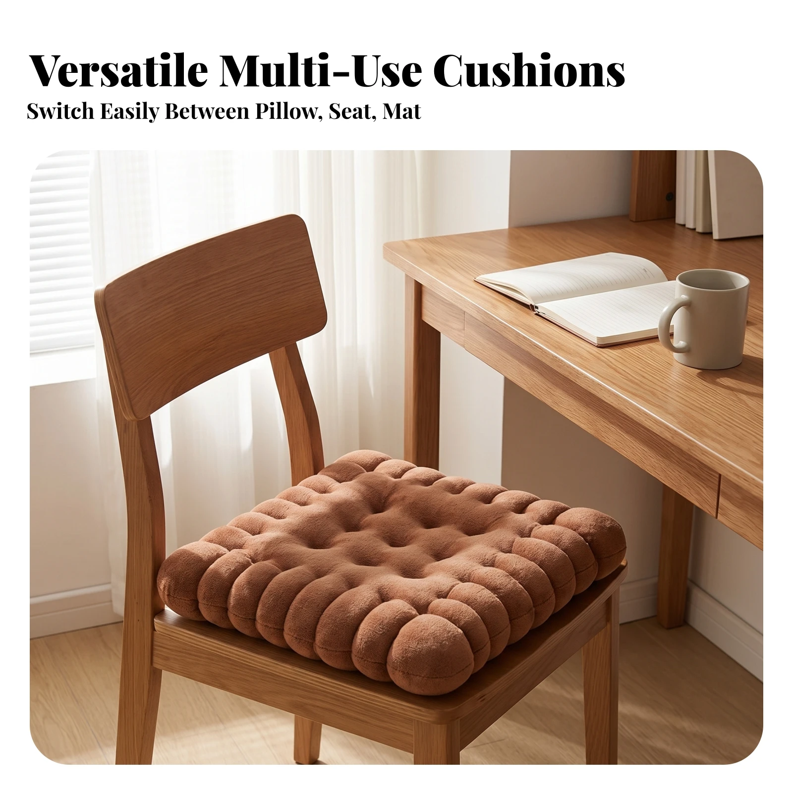 Tufted Cushion Cushion Segmented Edge Square Seat Cushion Square Floor Pillow Luxurious Soft Furnishing for Chairs