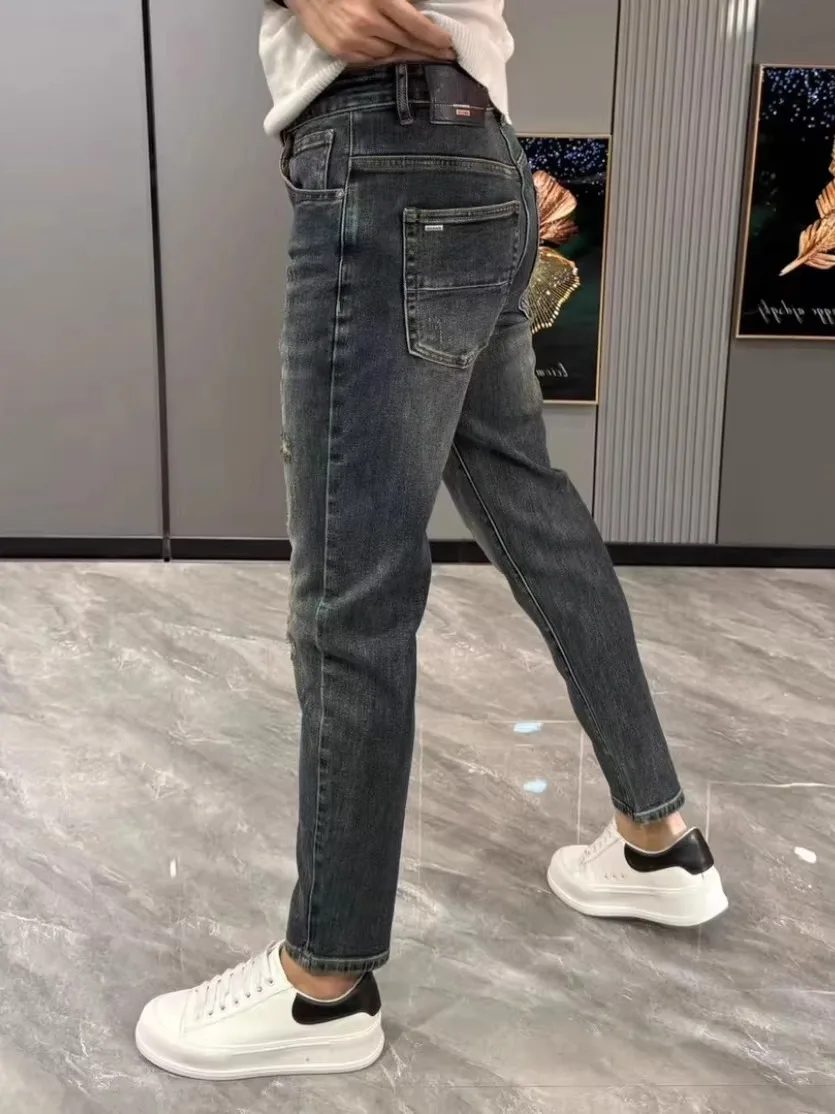 

Высококачественные модные мужские джинсы Sli, универсальные деловые повседневные прямые брюки с подставкой на талии, зимние новые Ar...