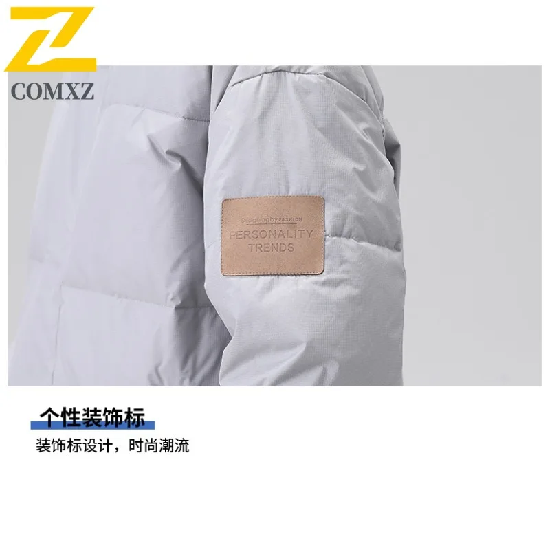 COMXZ Unisex Casual Down Jacket New Classic Hooded Outdoor Travel Windproof Parka Streetwear Cold Resistant Autumn Winter Coat