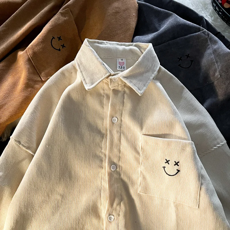 

Corduroy Shirt Jacket Men's Spring Autumn Loose Long Sleeve Casual Style Retro Japanese Brand Leisure Top Fashionable Youth