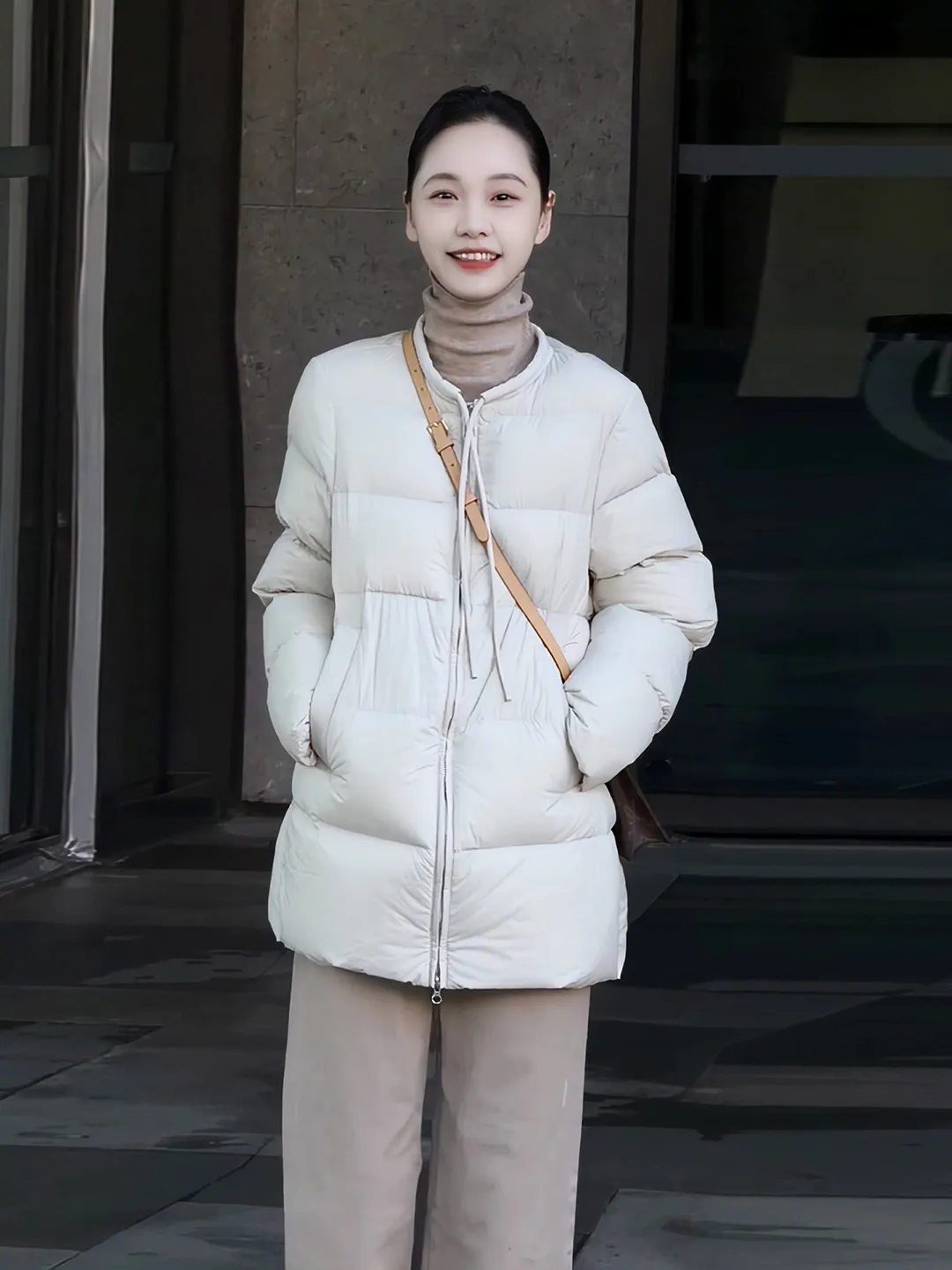 

Korean Sle Faion mat Long Women's down Jaet Winter New Warmth Youthful round Ne Sli Outerwear Coat