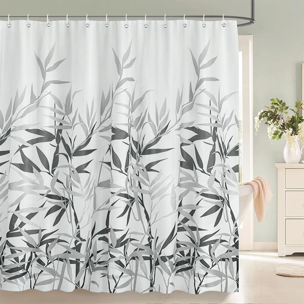 

Fresh Plant leaves Fabric Shower Curtain Waterproof Polyester 3D Printing leaf Bath Curtains for Bathroom Decor with Hooks