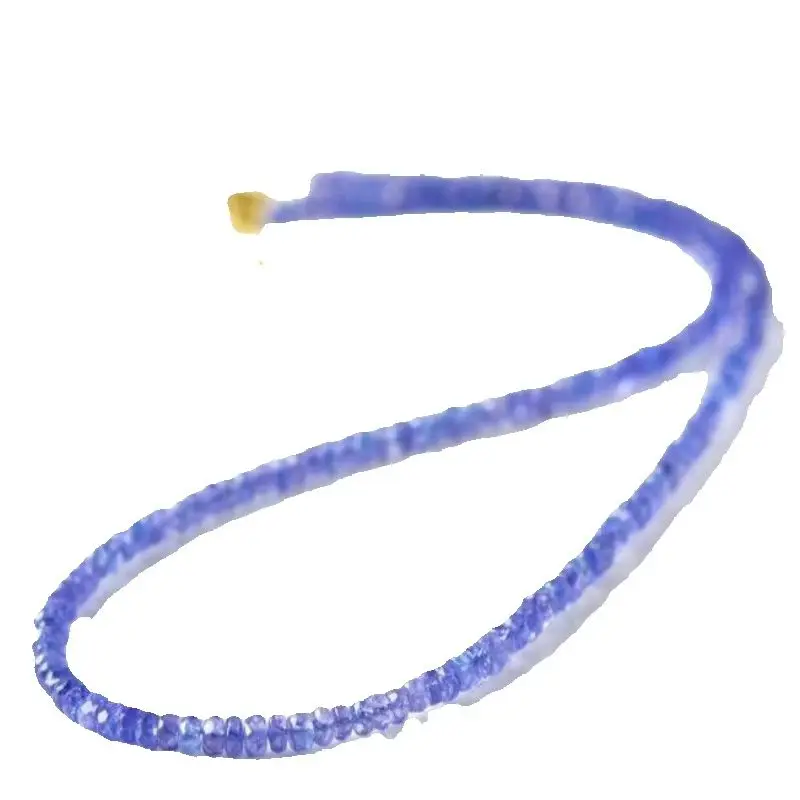Handmade 2X4 MM Blue-Purple Chalcedony Cut Bead Necklace Souvenir Taseel Glowing Handmade Practice All Saints' Day Dark Matter