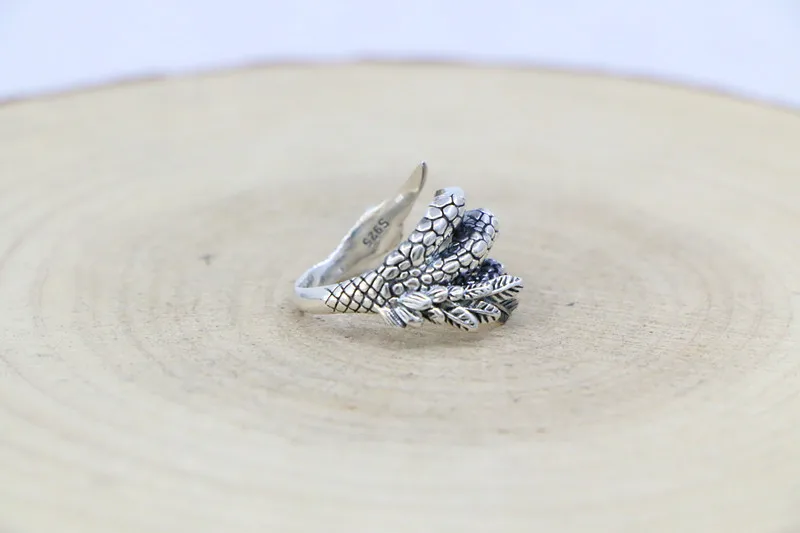 Gothic European and American jewelry, Thai silver dragon claw ring, female opening personality, cool eagle claw ring, male tail