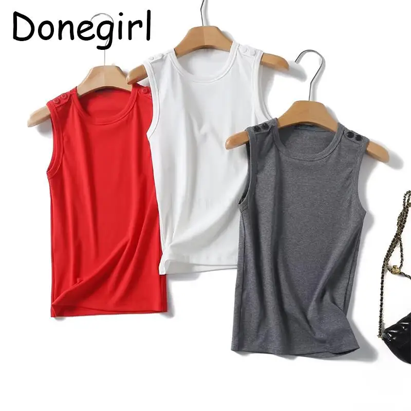 

Donegirl 2024 New Spring Summer Fashion Women Sleeveless Round Neck Inside Vest Basic Simple Versatile Female Tops Tank Chic