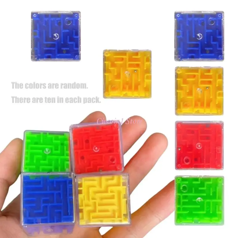 Y1ub 10pack Bead Maze Puzzle Cubes صعوبة متعددة المستويات في الفضاء لعبة لغز اللغز للبالغين تعزيز تركيز الأطفال