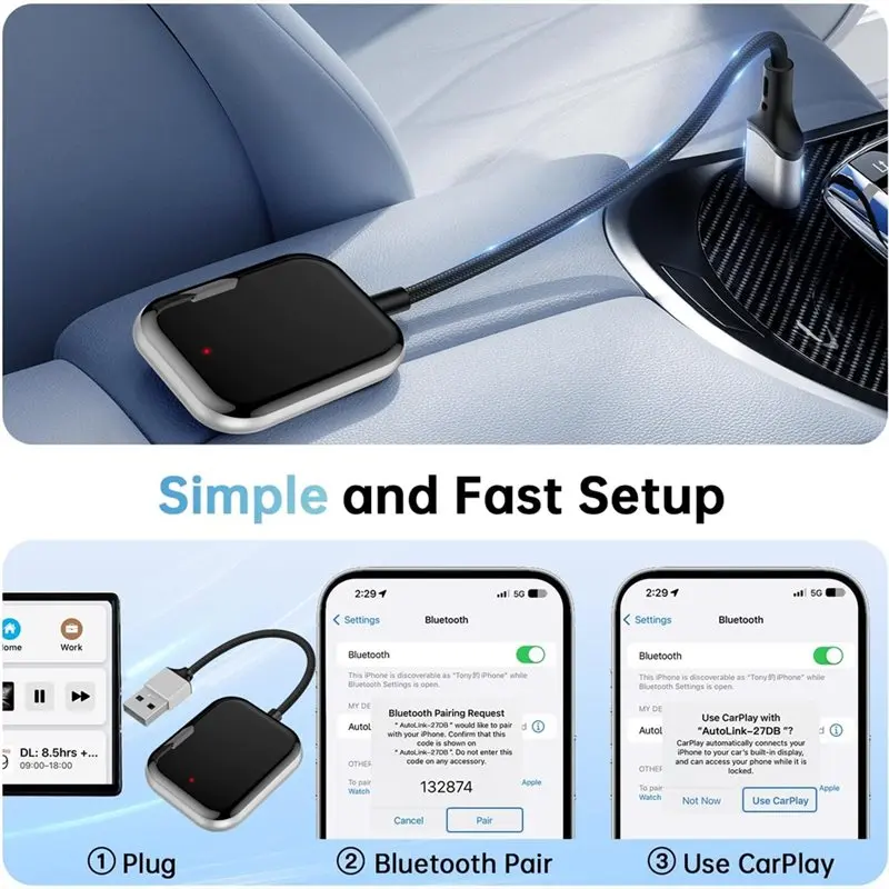 ABKN-محول Carplay اللاسلكي تلفزيون السيارة ميت سلكي إلى Carplay اللاسلكي اتصال فوري يناسب Carplay المدمج