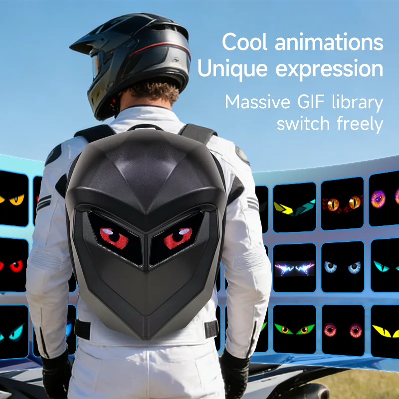 Lantsun N5 LED Motorcycle Rider Backpack Eyes Glow Pattern Locomotive Backpack School Bag