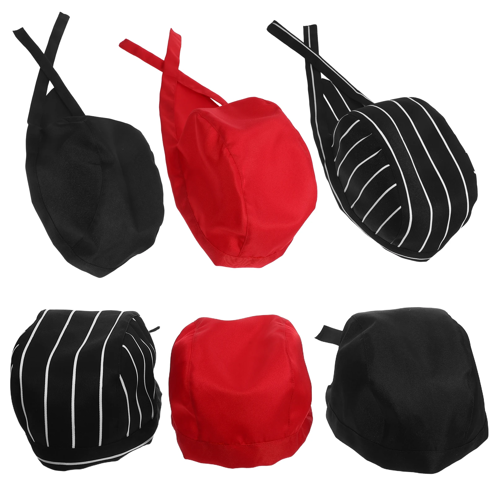 

6pcs Cotton Breathable Chef Hats Sweat-Absorbing Adjustable Kitchen Cooking Caps For Restaurant Catering Services Waiters Unisex