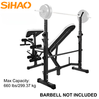 SIHAO Multi-Station Adjustable Weight Bench for Home Gym - 5-in-1 Weight Lifting Equipment with Leg Curl Press Full Body Tools