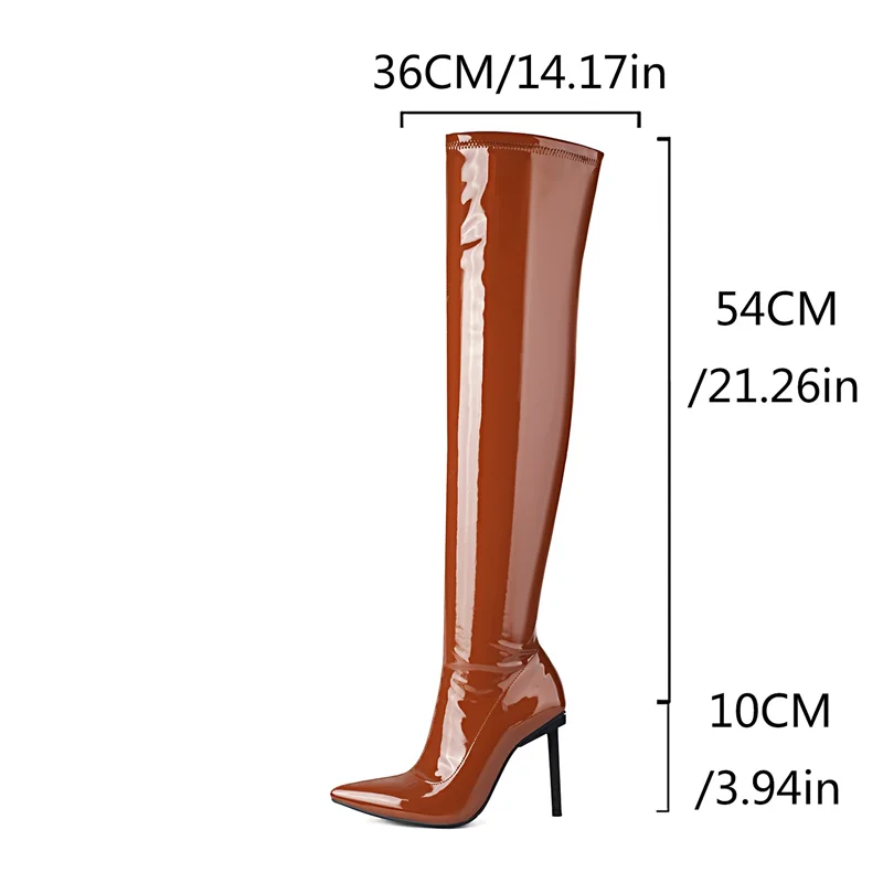 Women Fashionable Over The Knee Boots with Pointed Thin Heels Super High Heels Elastic Boots Banquet Bridal Fashion Boots