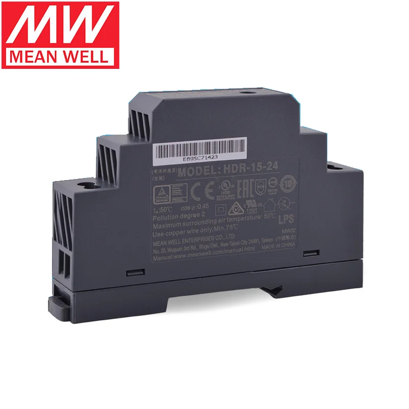 MEAN WELL HDR-15 HDR-15-5 HDR-15-12 HDR-15-15 HDR-15-24 HDR-15-48 Ultra Slim Step Shape DIN Rail