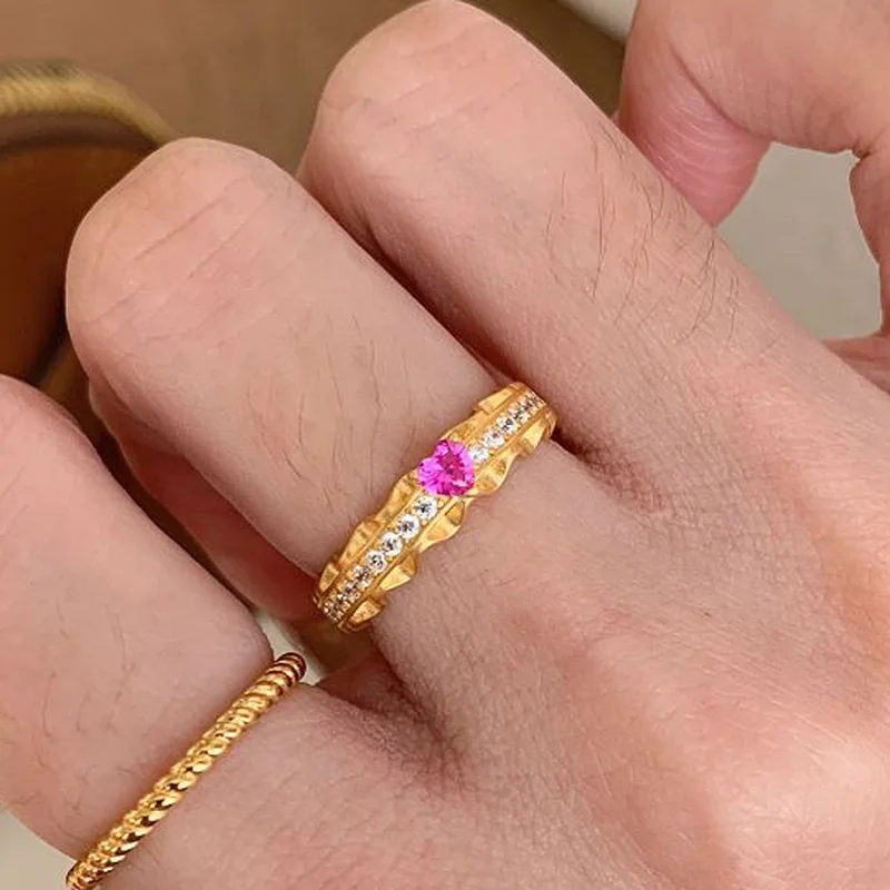 

Charm Explosive Diamond Studded Heart Ring S925 Pure Silver Personalized Fashion Versatile Light Luxury High-end Jewelry