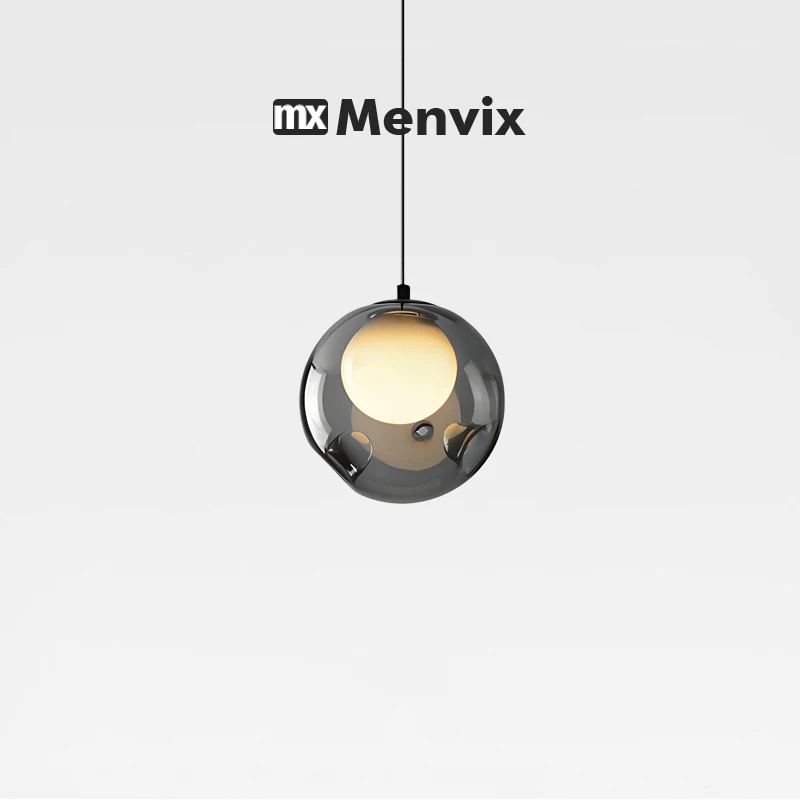 

Menvix Modern Pendant Light Glass Ball LED Hanging Lamp for Bedroom Dining Room Home Decor Lighting Chandelier